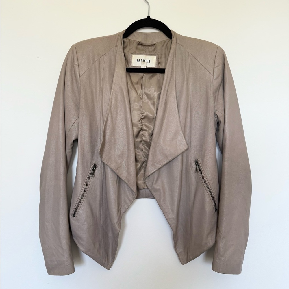 BB Dakota Women's Taupe Leather Jacket - Picture 5 of 7